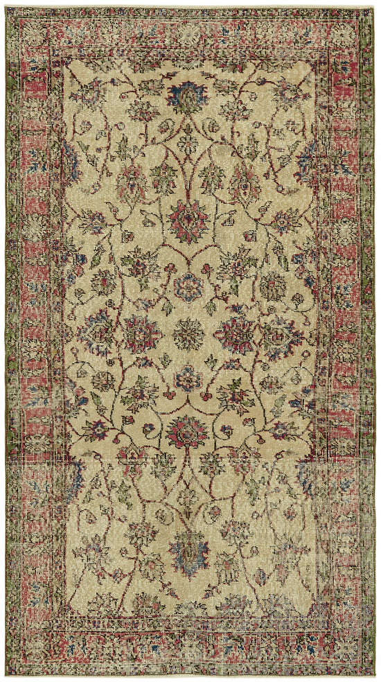 4x7 Beige Turkish Vintage Area Rug - 45917
