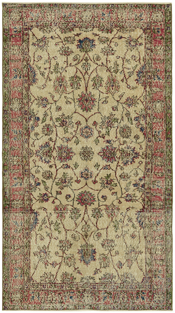 4x7 Beige Turkish Vintage Area Rug - 45917