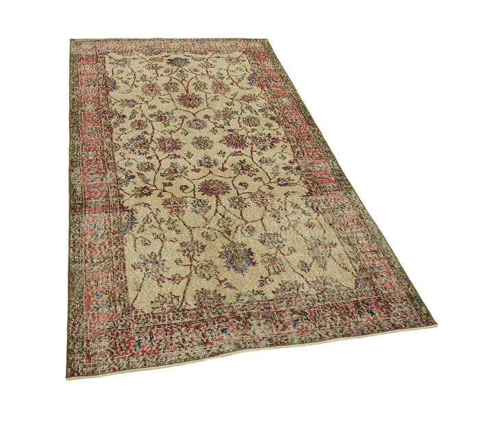 4x7 Beige Turkish Vintage Area Rug - 45917