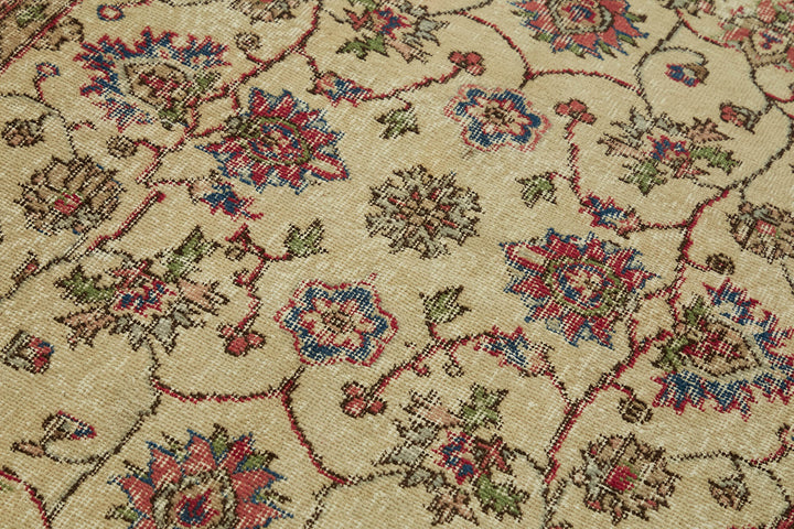 4x7 Beige Turkish Vintage Area Rug - 45917