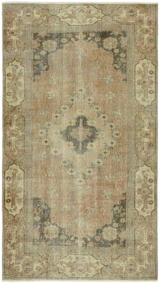4x7 Beige Turkish Vintage Area Rug - 45921