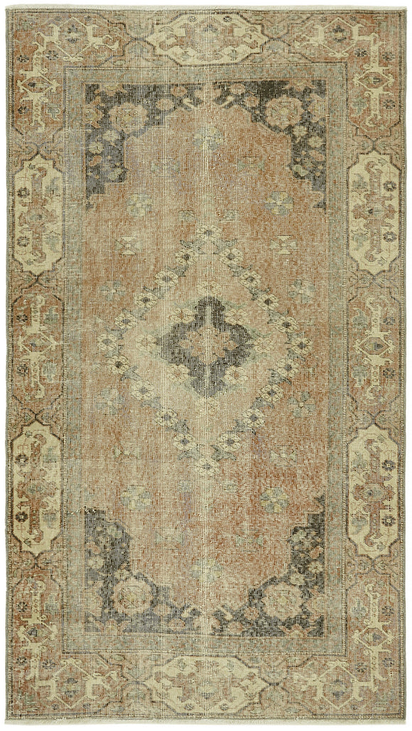 4x7 Beige Turkish Vintage Area Rug - 45921