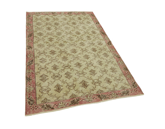 4x6 Beige Turkish Vintage Area Rug - 45922