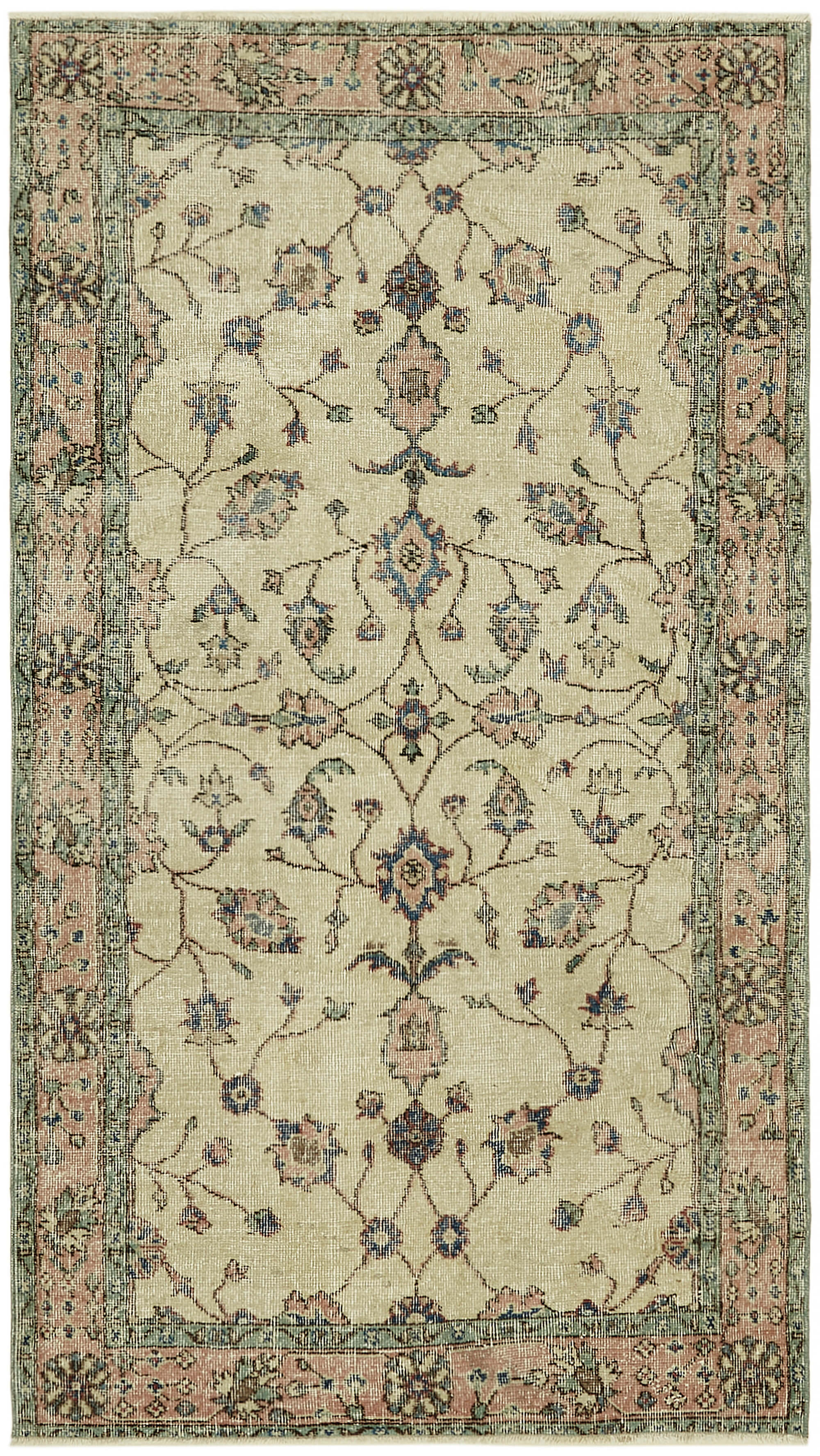 4x6 Beige Turkish Vintage Area Rug - 45923