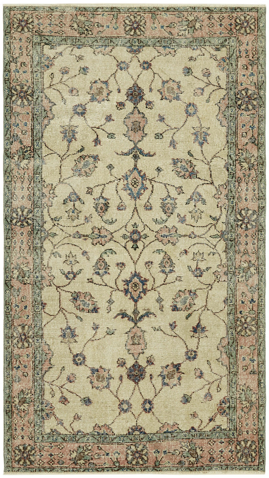 4x6 Beige Turkish Vintage Area Rug - 45923
