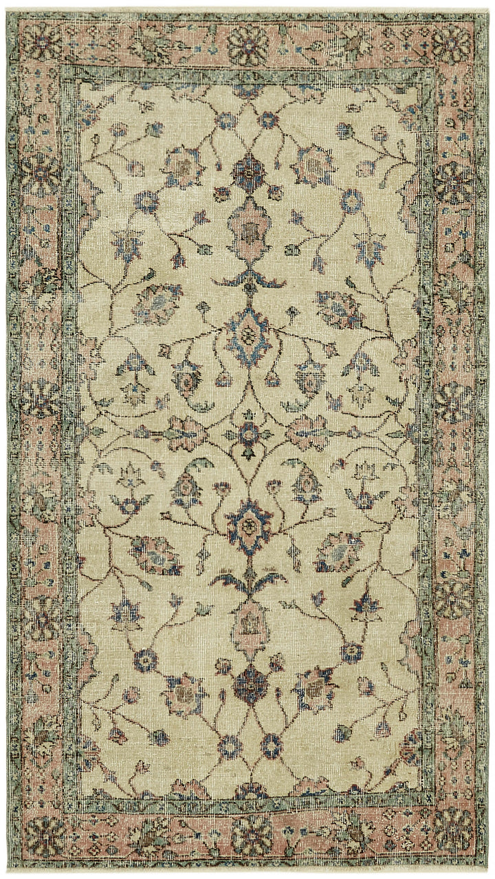 4x6 Beige Turkish Vintage Area Rug - 45923