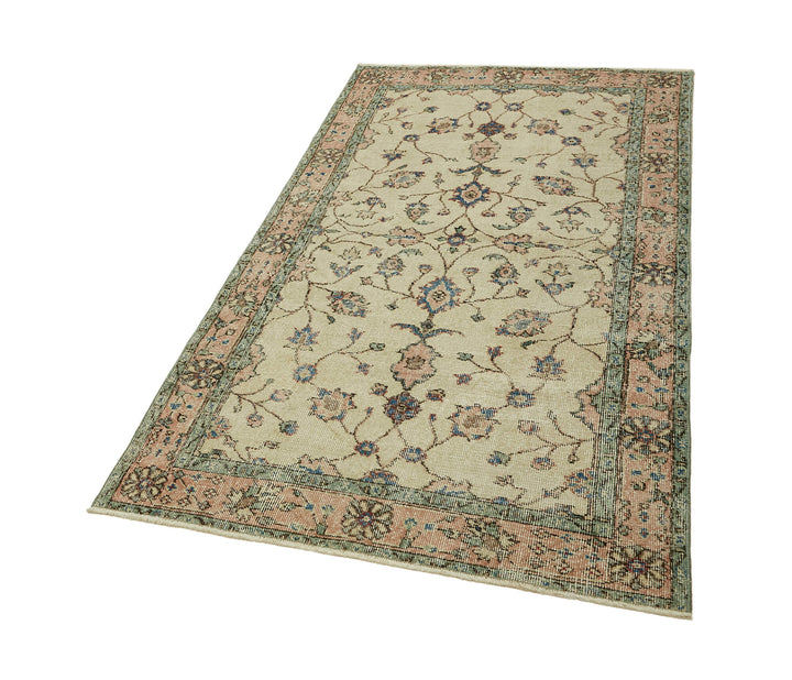 4x6 Beige Turkish Vintage Area Rug - 45923