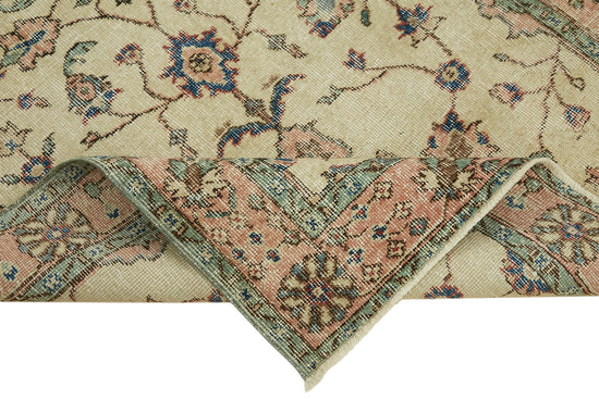 4x6 Beige Turkish Vintage Area Rug - 45923