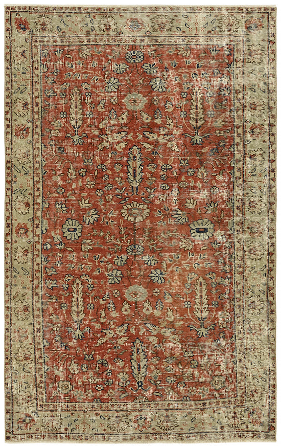 4x6 Red Turkish Vintage Area Rug - 45924