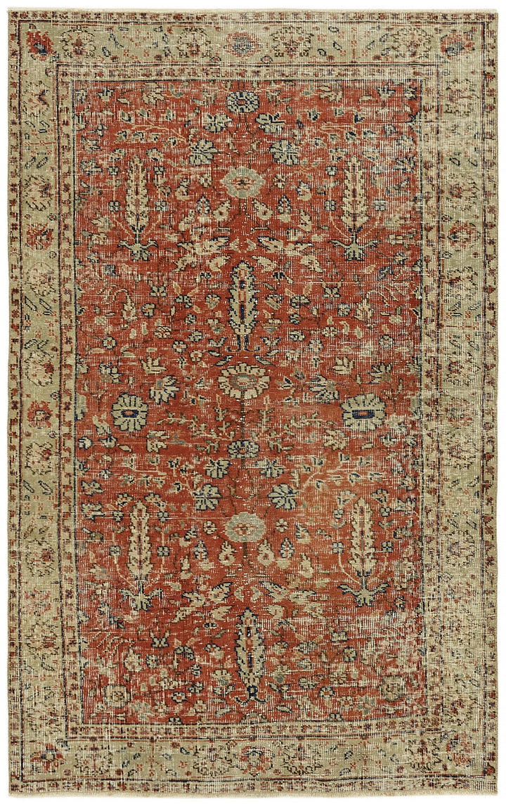 4x6 Red Turkish Vintage Area Rug - 45924