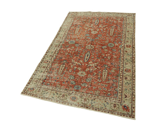 4x6 Red Turkish Vintage Area Rug - 45924