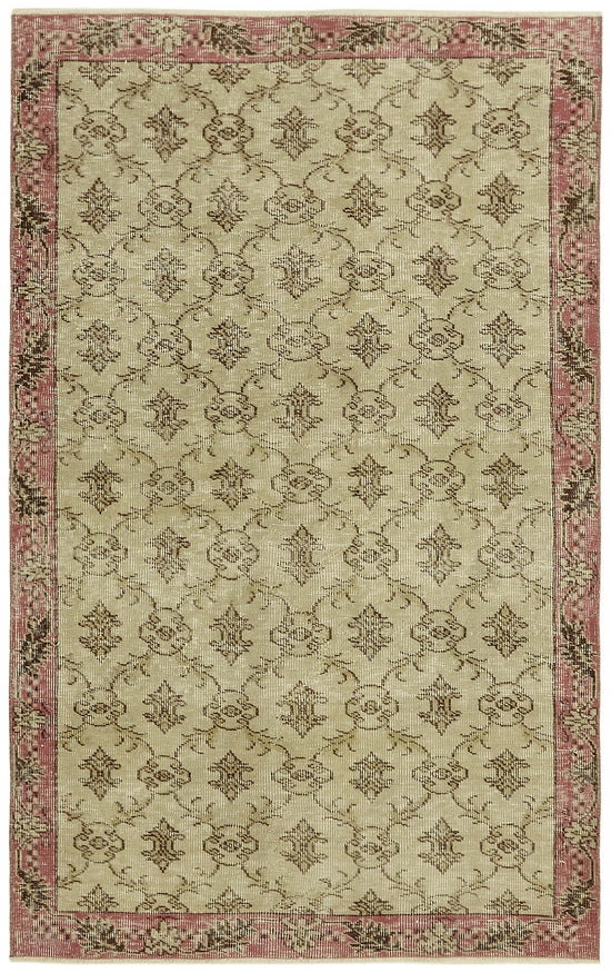 4x6 Beige Turkish Vintage Area Rug - 45926