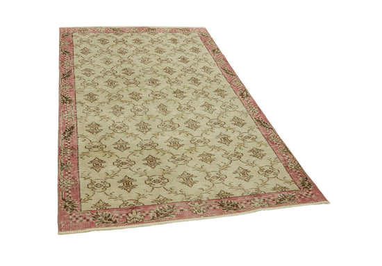 4x6 Beige Turkish Vintage Area Rug - 45926