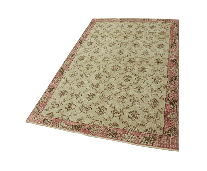 4x6 Beige Turkish Vintage Area Rug - 45926
