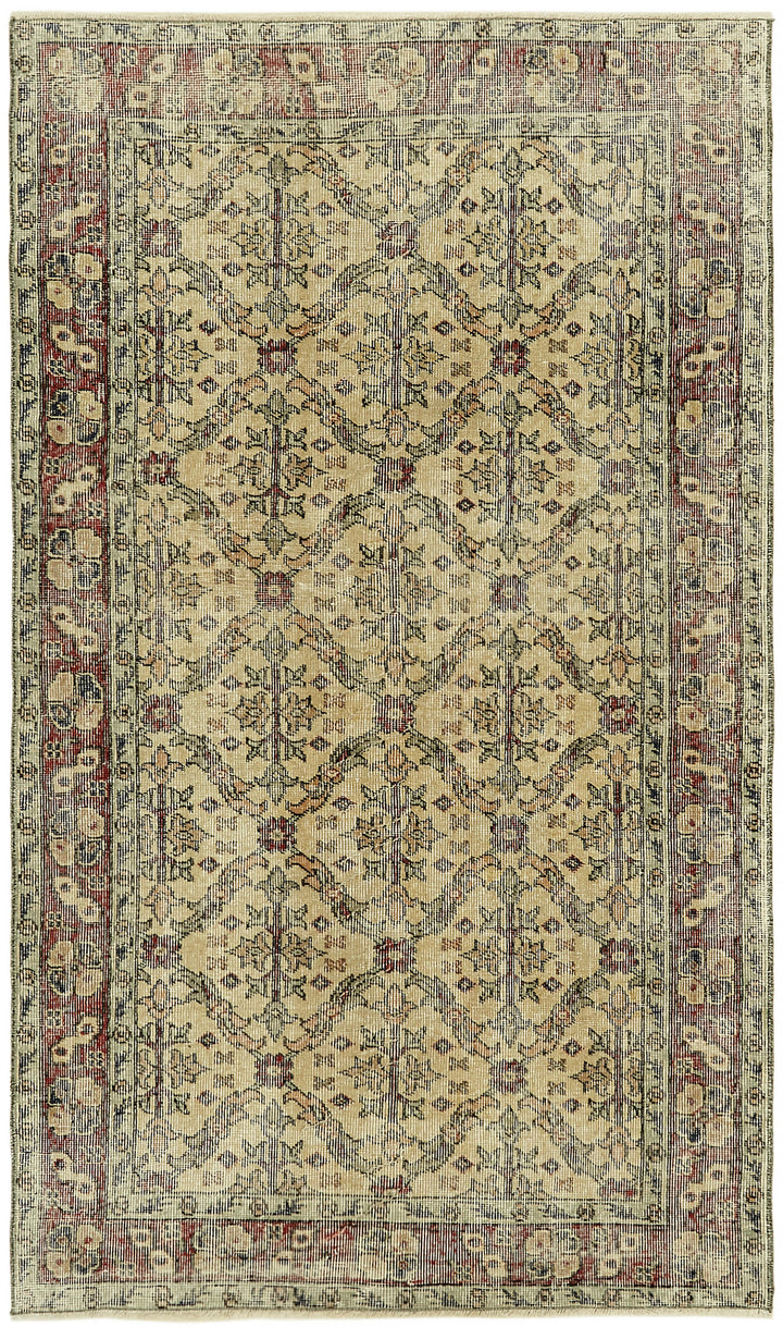 4x6 Beige Turkish Vintage Area Rug - 45927