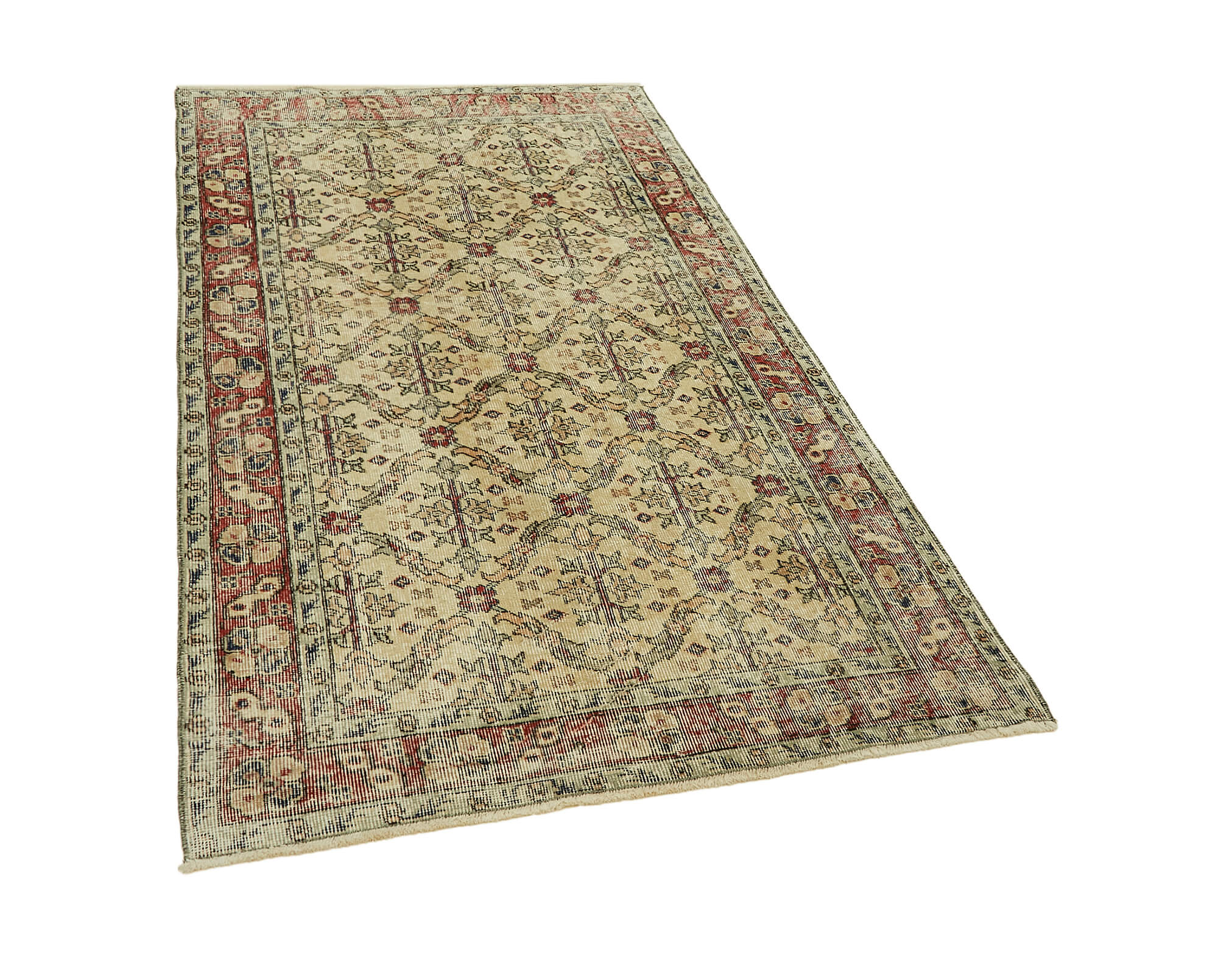 4x6 Beige Turkish Vintage Area Rug - 45927
