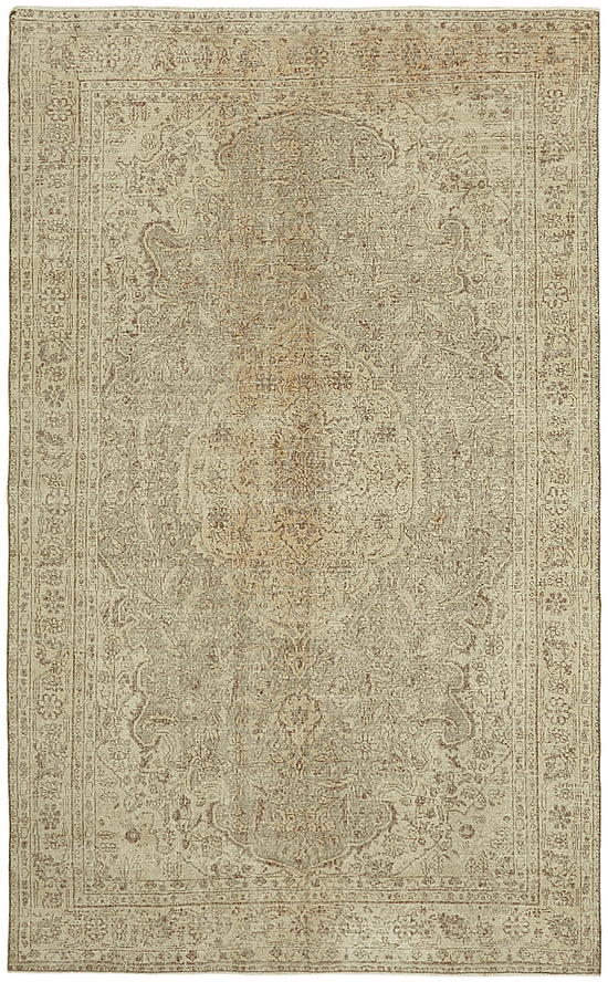 7x11 Beige Turkish Vintage Area Rug - 46044