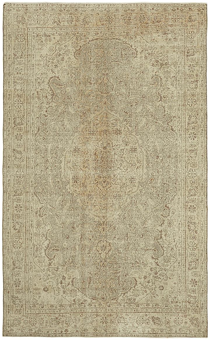 7x11 Beige Turkish Vintage Area Rug - 46044