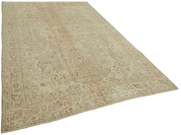 7x11 Beige Turkish Vintage Area Rug - 46044