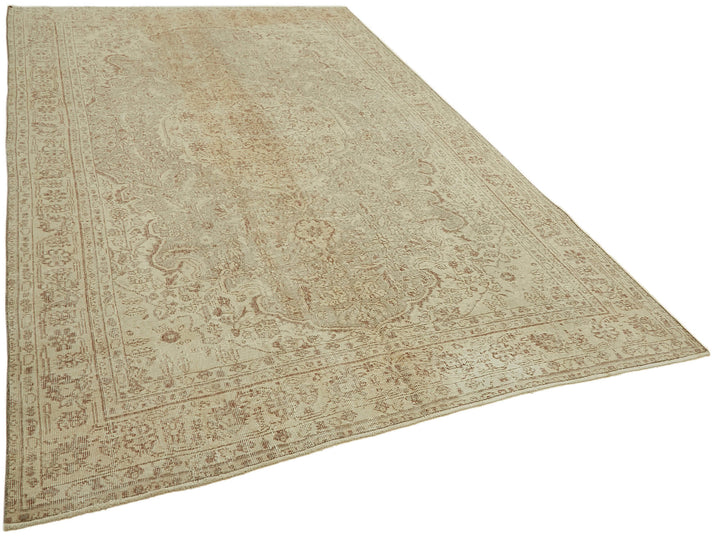 7x11 Beige Turkish Vintage Area Rug - 46044