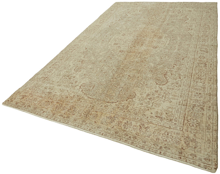 7x11 Beige Turkish Vintage Area Rug - 46044