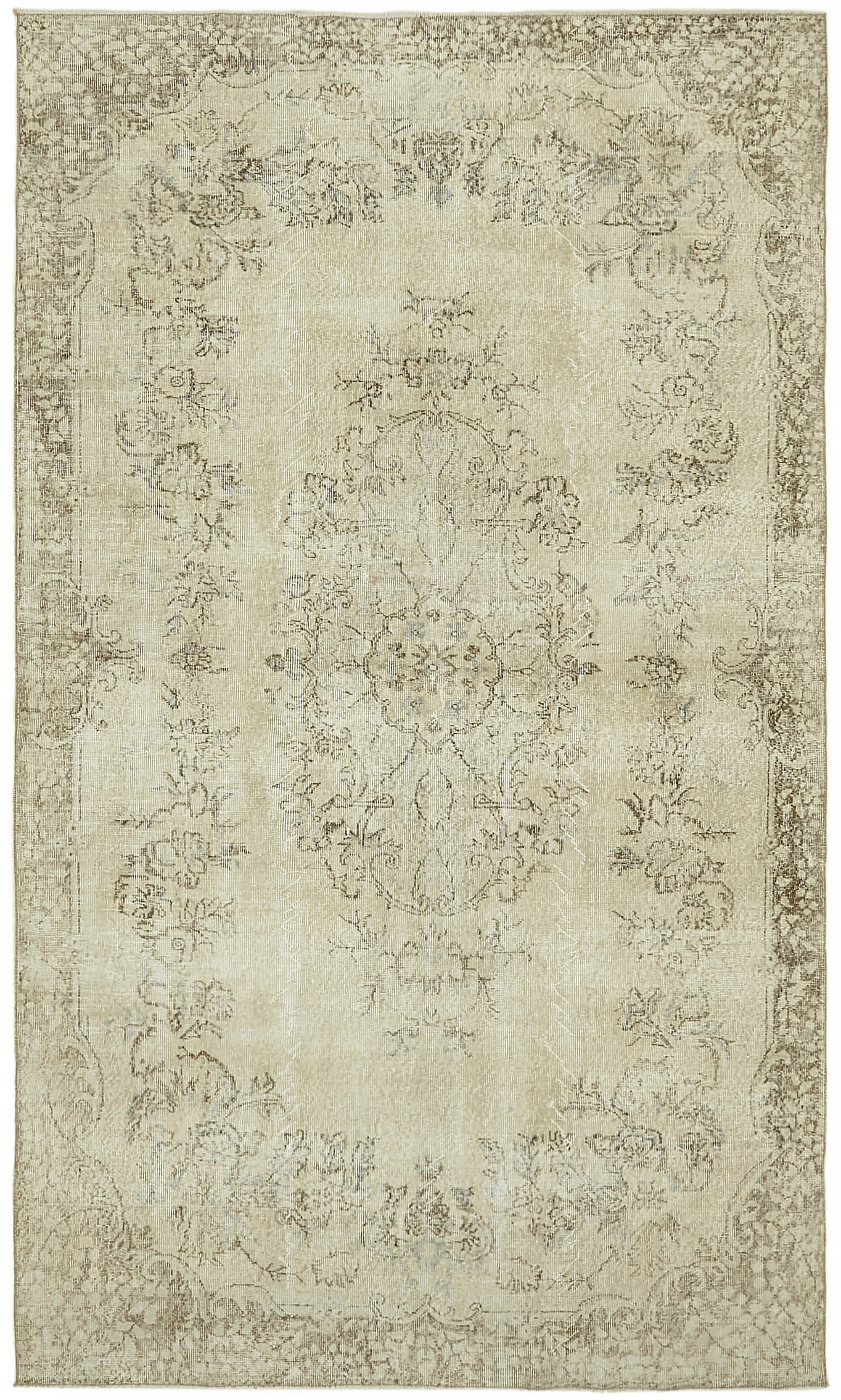 7x11 Beige Turkish Vintage Area Rug - 46046