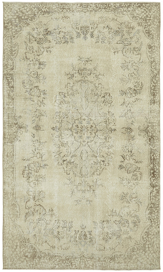 7x11 Beige Turkish Vintage Area Rug - 46046