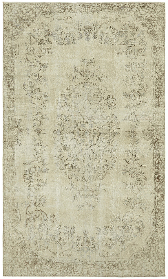7x11 Beige Turkish Vintage Area Rug - 46046