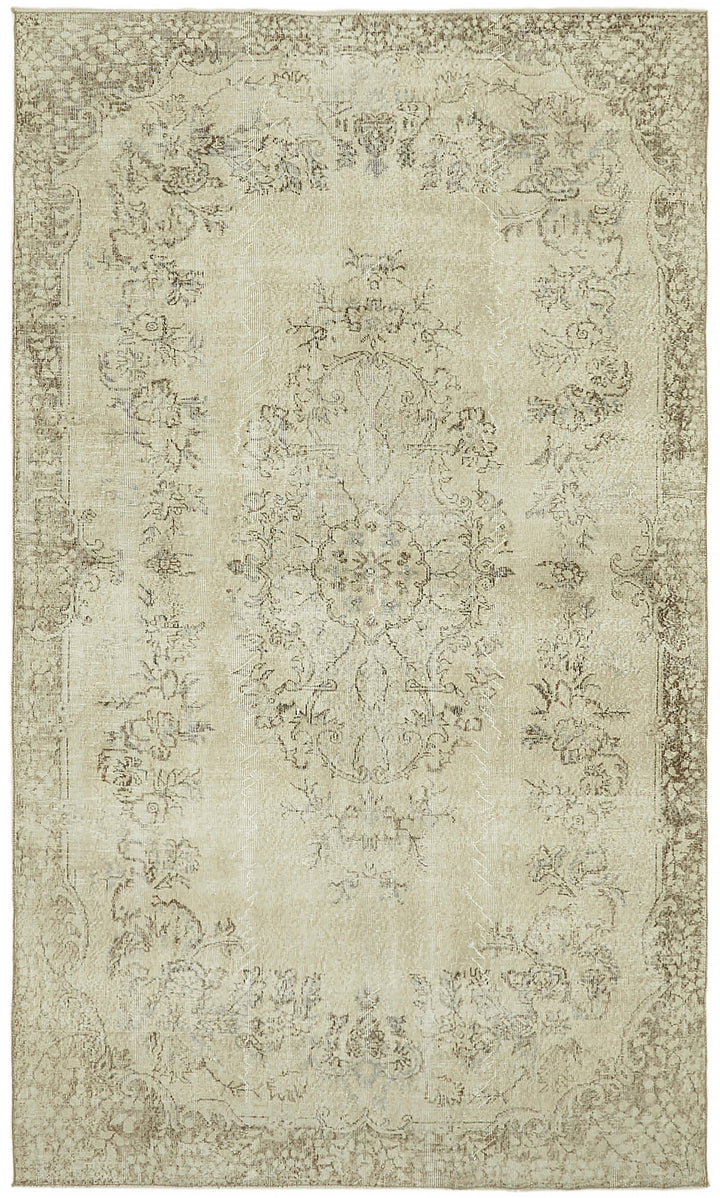 7x11 Beige Turkish Vintage Area Rug - 46046