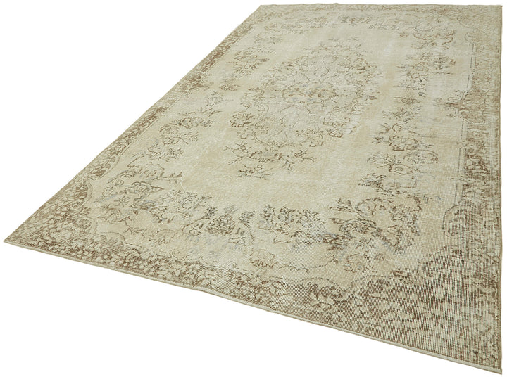 7x11 Beige Turkish Vintage Area Rug - 46046