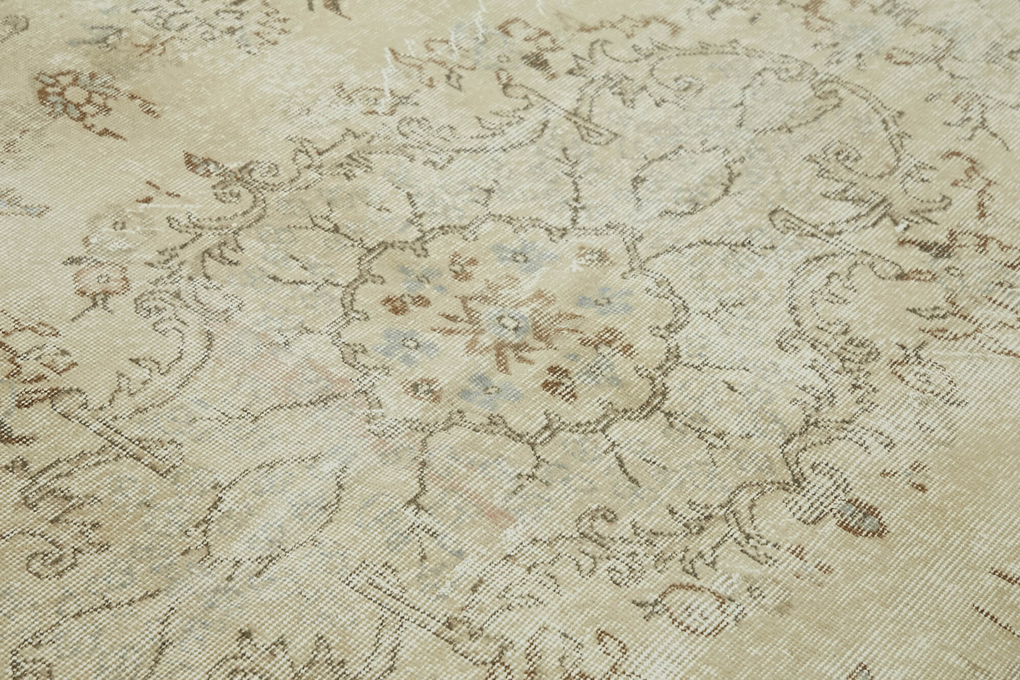 7x11 Beige Turkish Vintage Area Rug - 46046