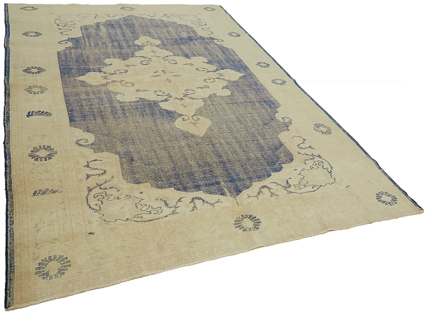 7x10 Beige Turkish Vintage Area Rug - 46049