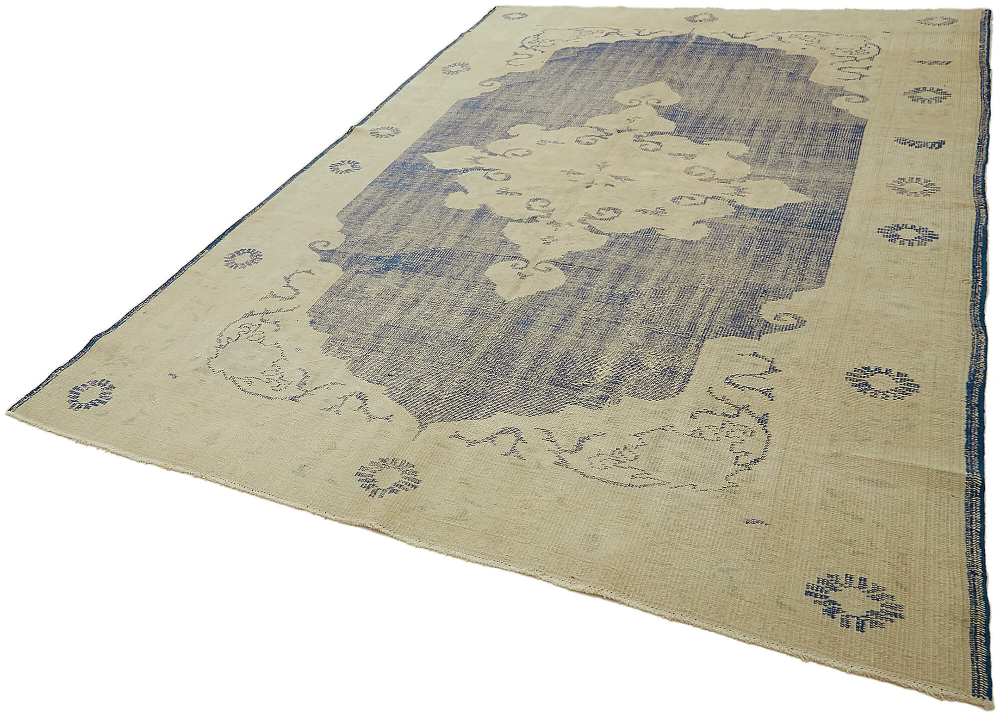 7x10 Beige Turkish Vintage Area Rug - 46049