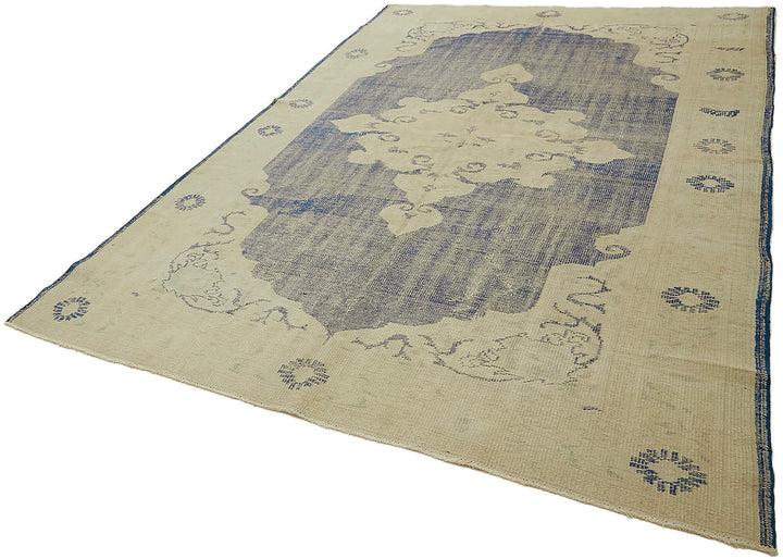 7x10 Beige Turkish Vintage Area Rug - 46049