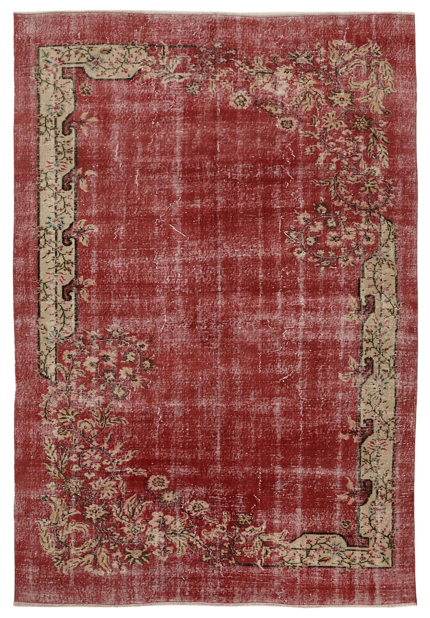 7x10 Red Turkish Vintage Area Rug - 46053