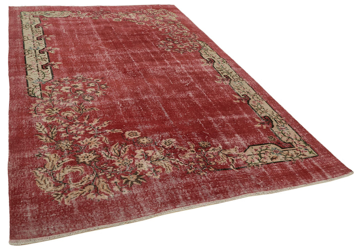 7x10 Red Turkish Vintage Area Rug - 46053