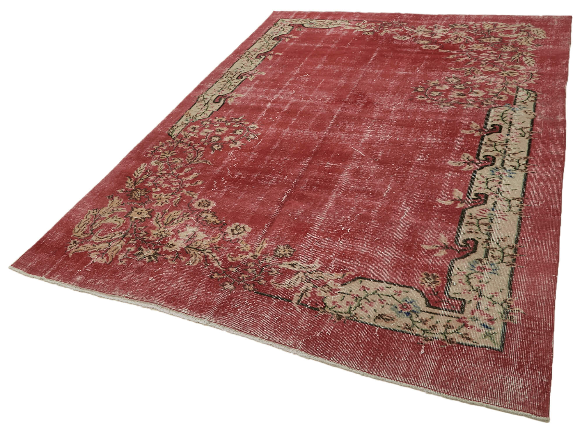 7x10 Red Turkish Vintage Area Rug - 46053