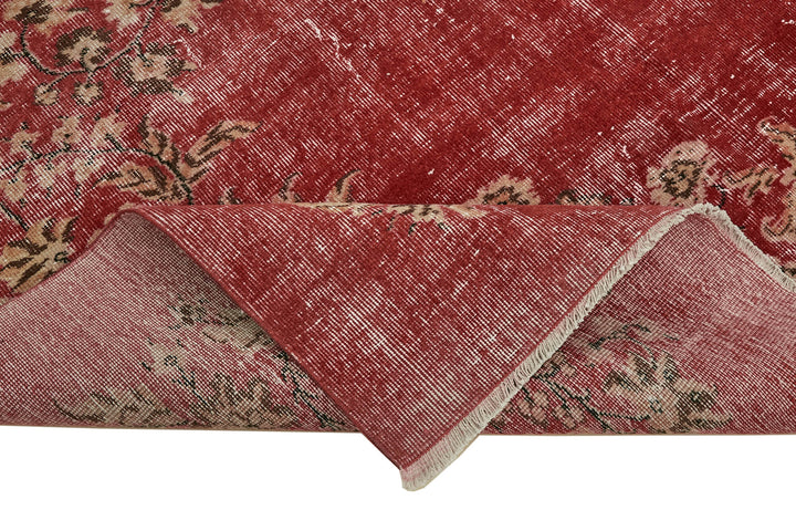 7x10 Red Turkish Vintage Area Rug - 46053