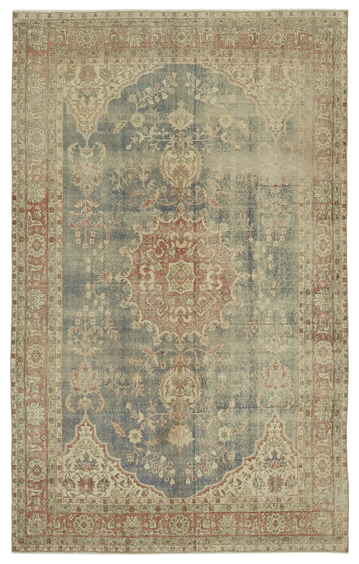 7x11 Beige Turkish Vintage Area Rug - 46057