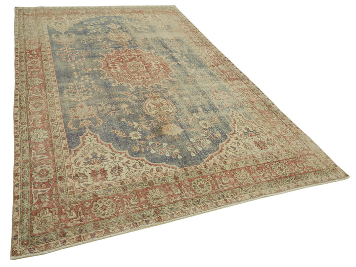 7x11 Beige Turkish Vintage Area Rug - 46057