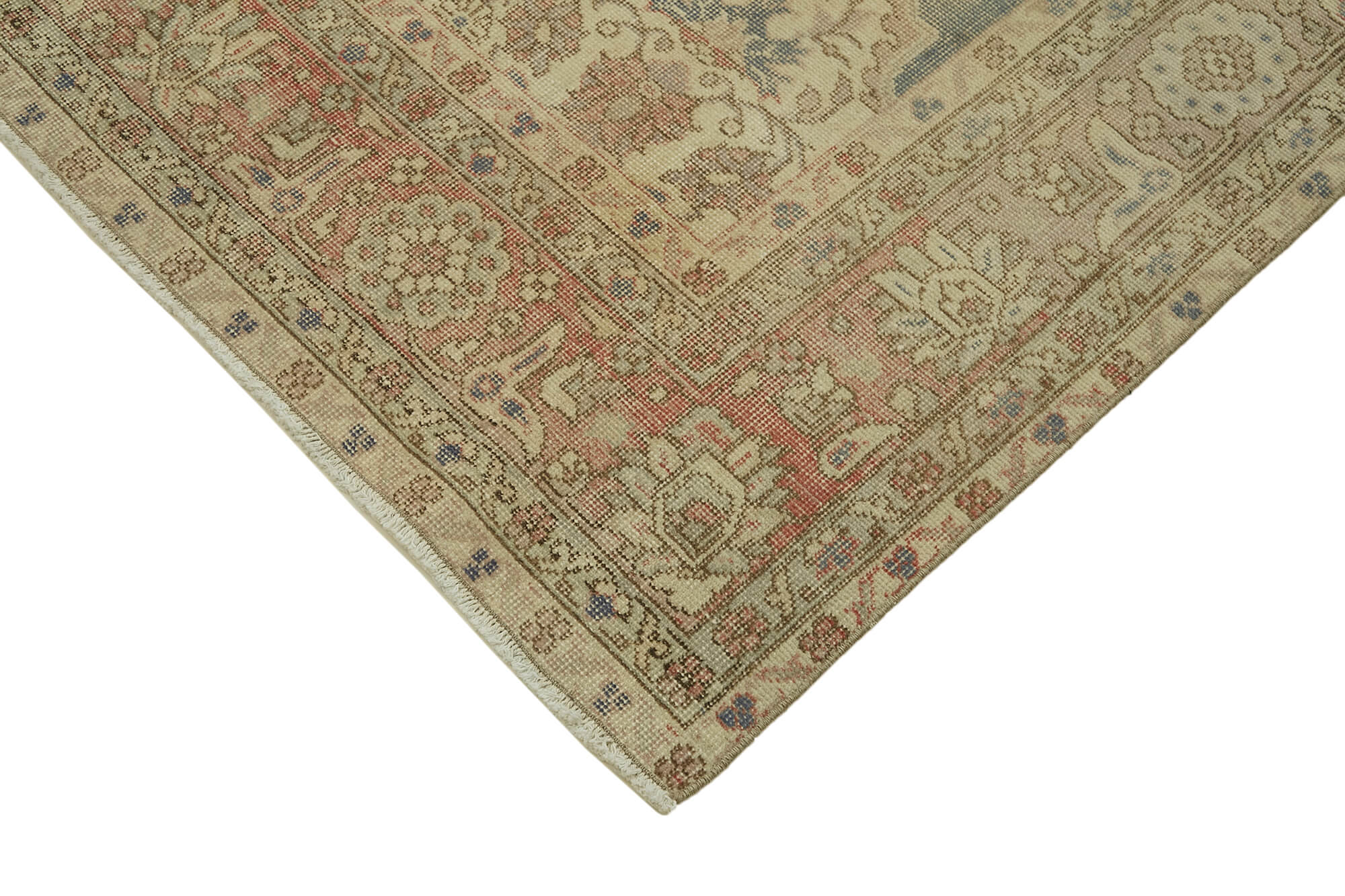 7x11 Beige Turkish Vintage Area Rug - 46057