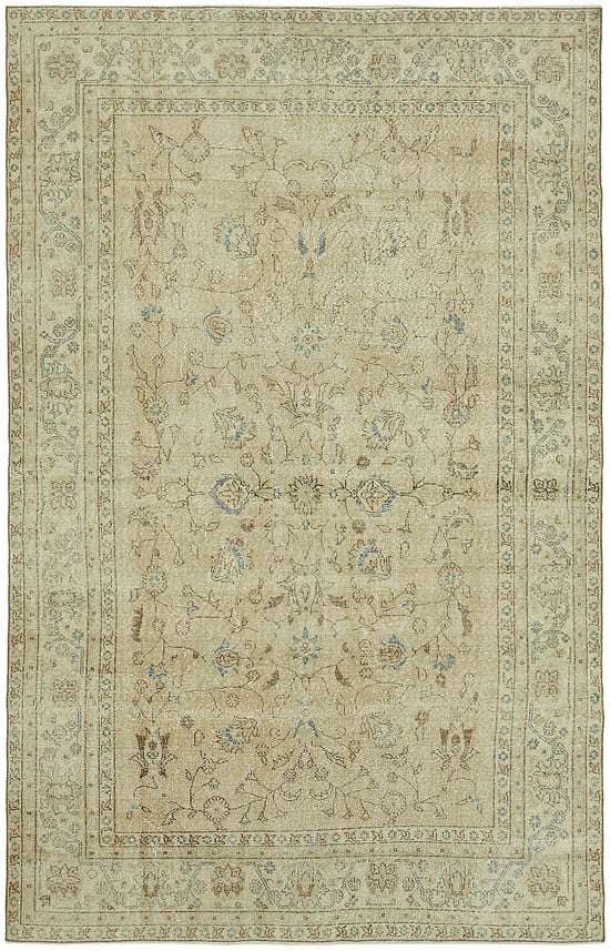 6x10 Beige Turkish Vintage Area Rug - 46062