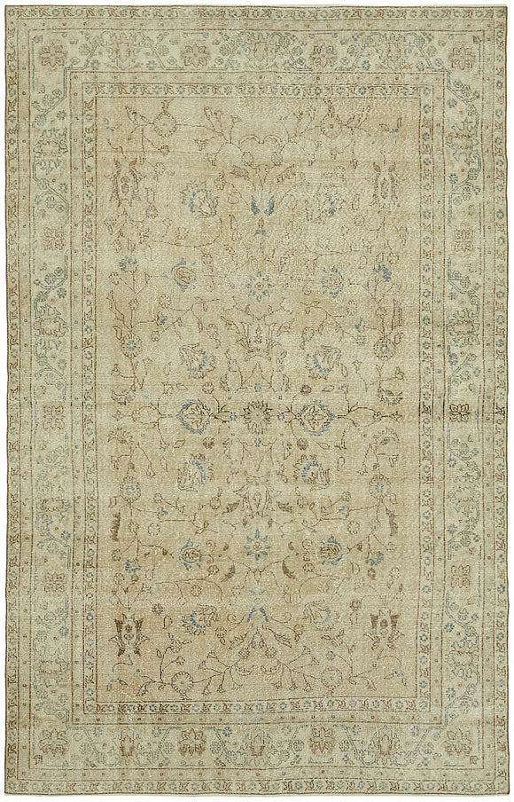 6x10 Beige Turkish Vintage Area Rug - 46062