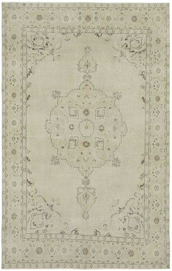 6x10 Beige Turkish Vintage Area Rug - 46064