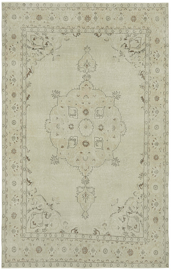 6x10 Beige Turkish Vintage Area Rug - 46064