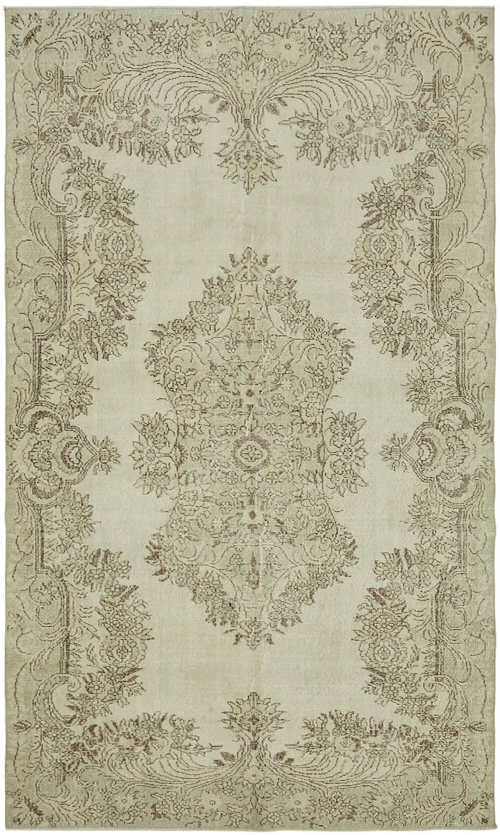 6x10 Beige Turkish Vintage Area Rug - 46067
