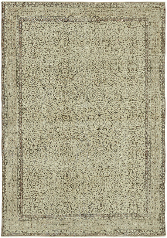 7x10 Beige Turkish Vintage Area Rug - 46069