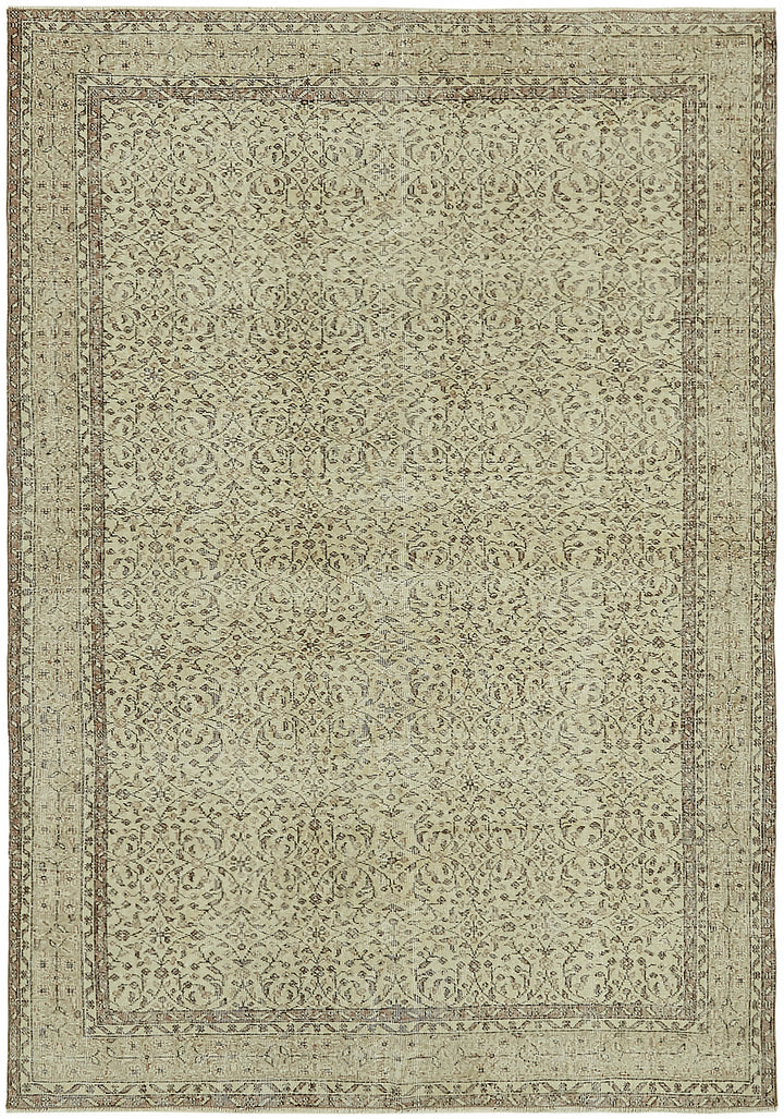 7x10 Beige Turkish Vintage Area Rug - 46069