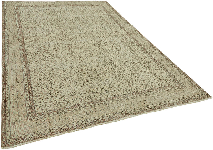 7x10 Beige Turkish Vintage Area Rug - 46069