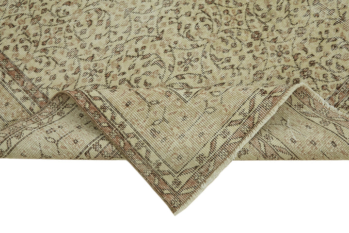 7x10 Beige Turkish Vintage Area Rug - 46069